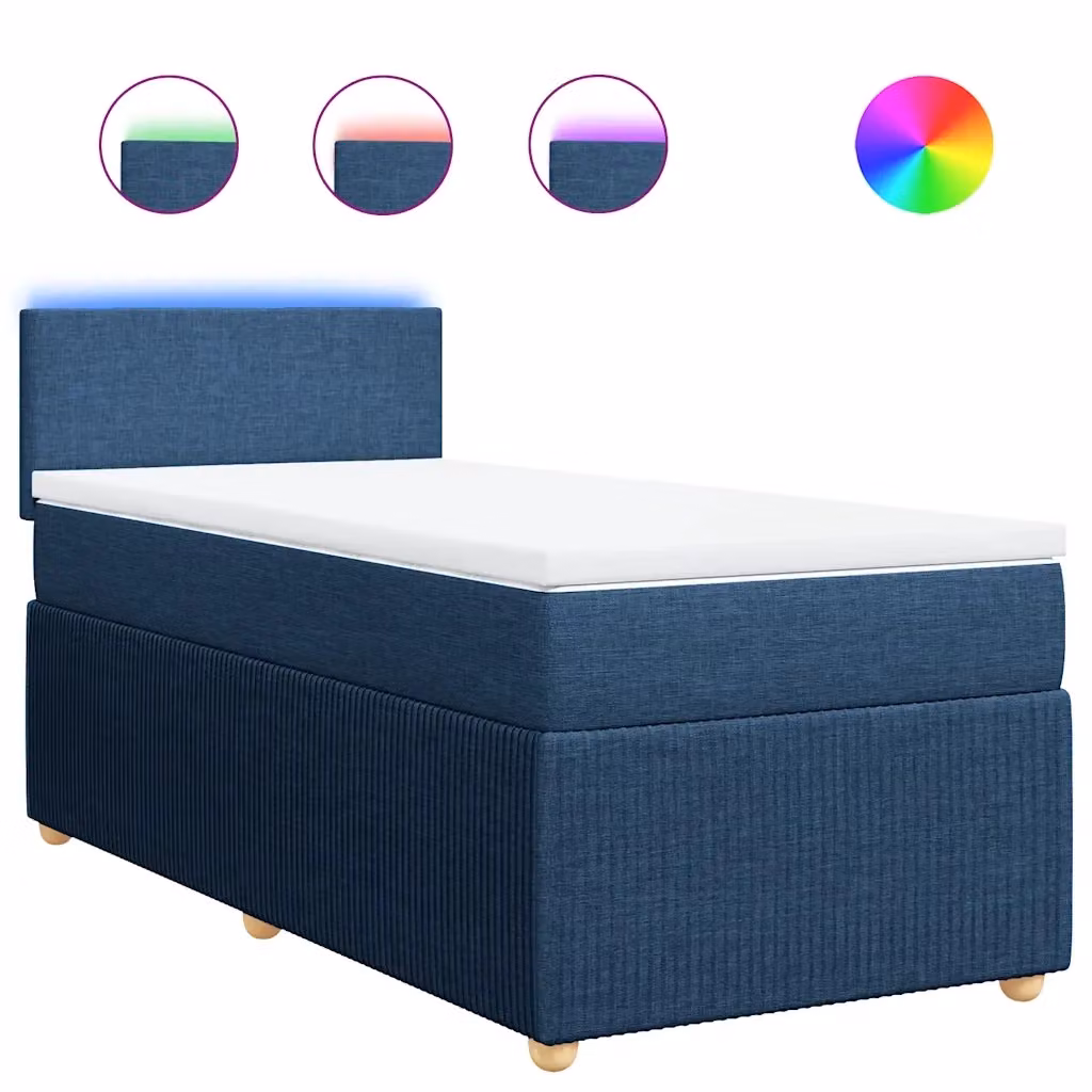 Letto Ibrido vidaXL con Materasso Blu e Bianco in Tessuto, L/P: 100 x 200 cm – 2