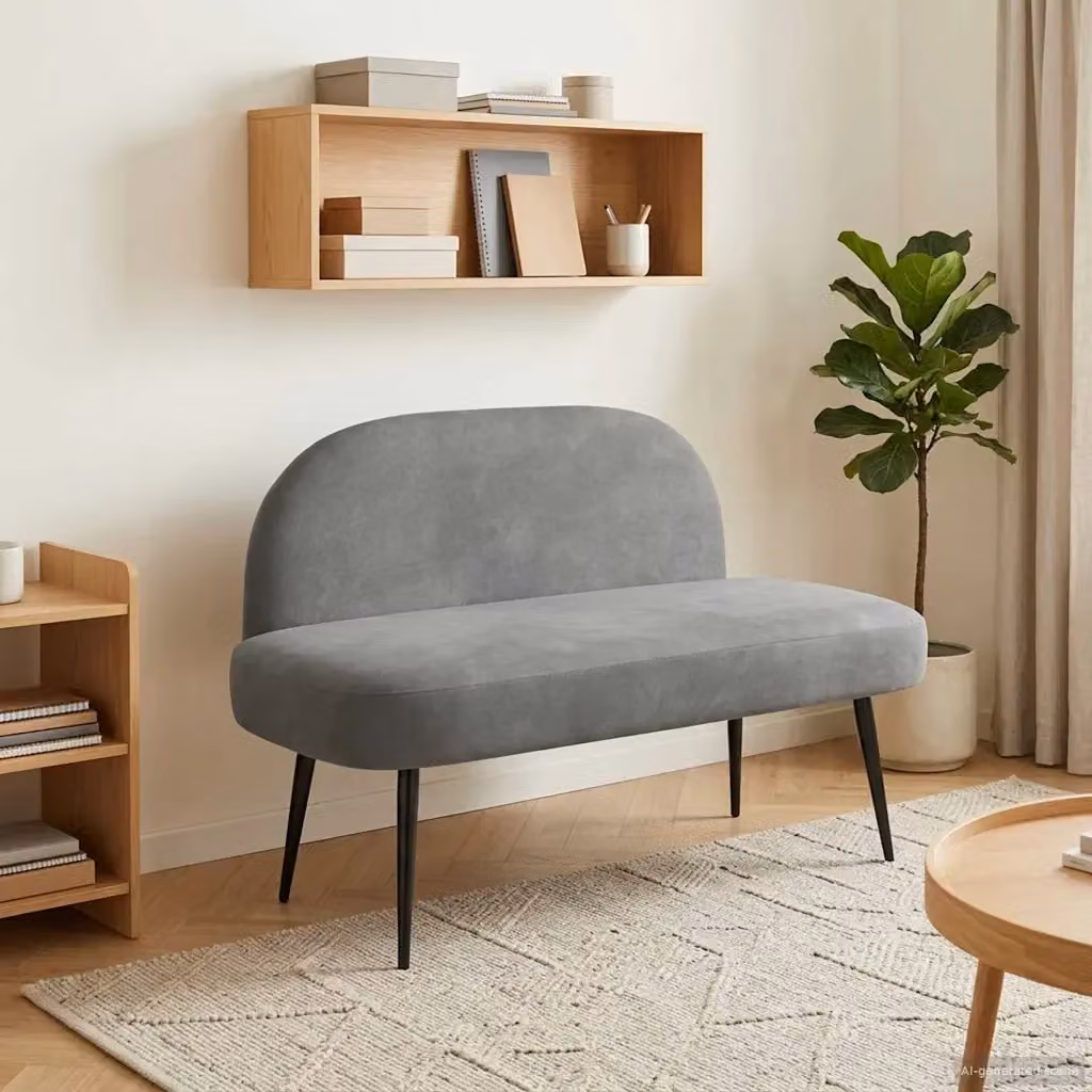 Panchina imbottita con schienale in tessuto grigio scuro DESIGN IN L: 110 cm, P: 60 cm, H: 76 cm CFW3042259 – 2