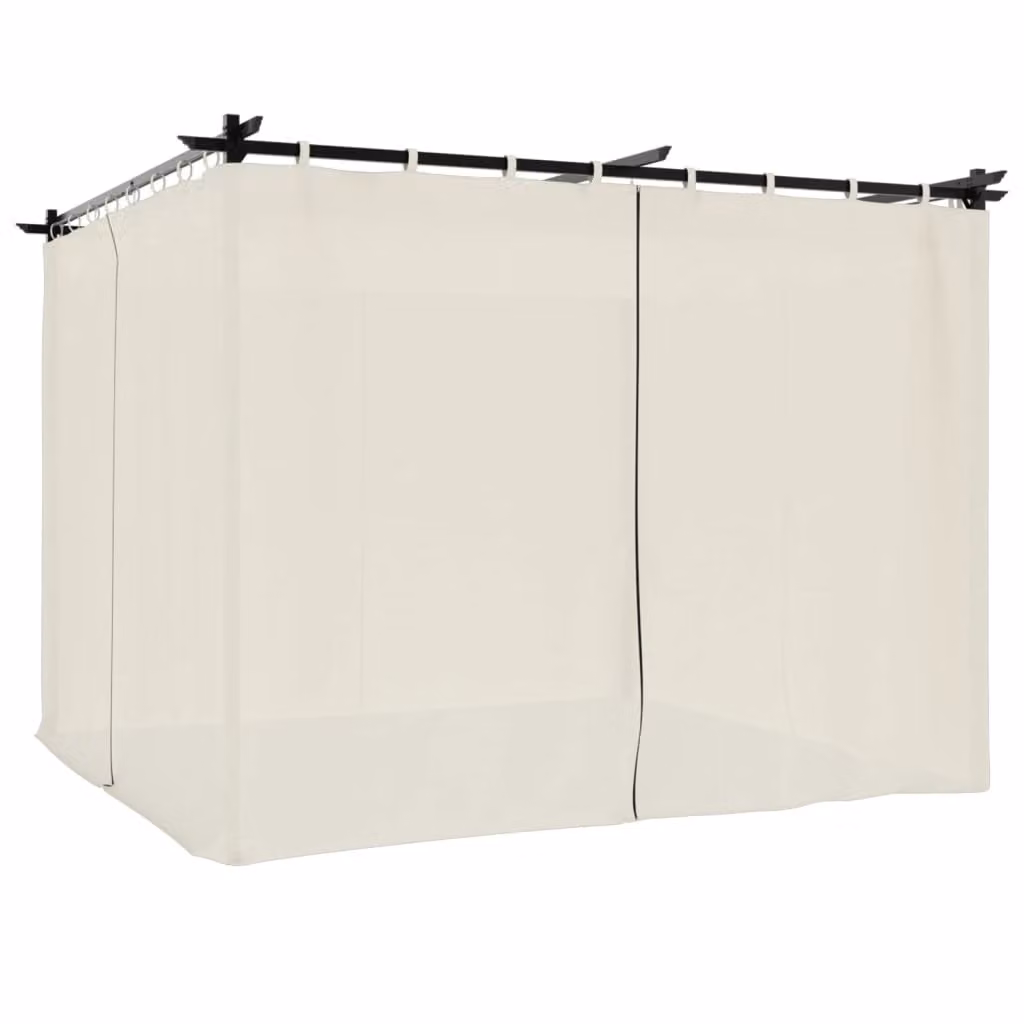 Gazebo con Tende Crema 3x3 m in Acciaio