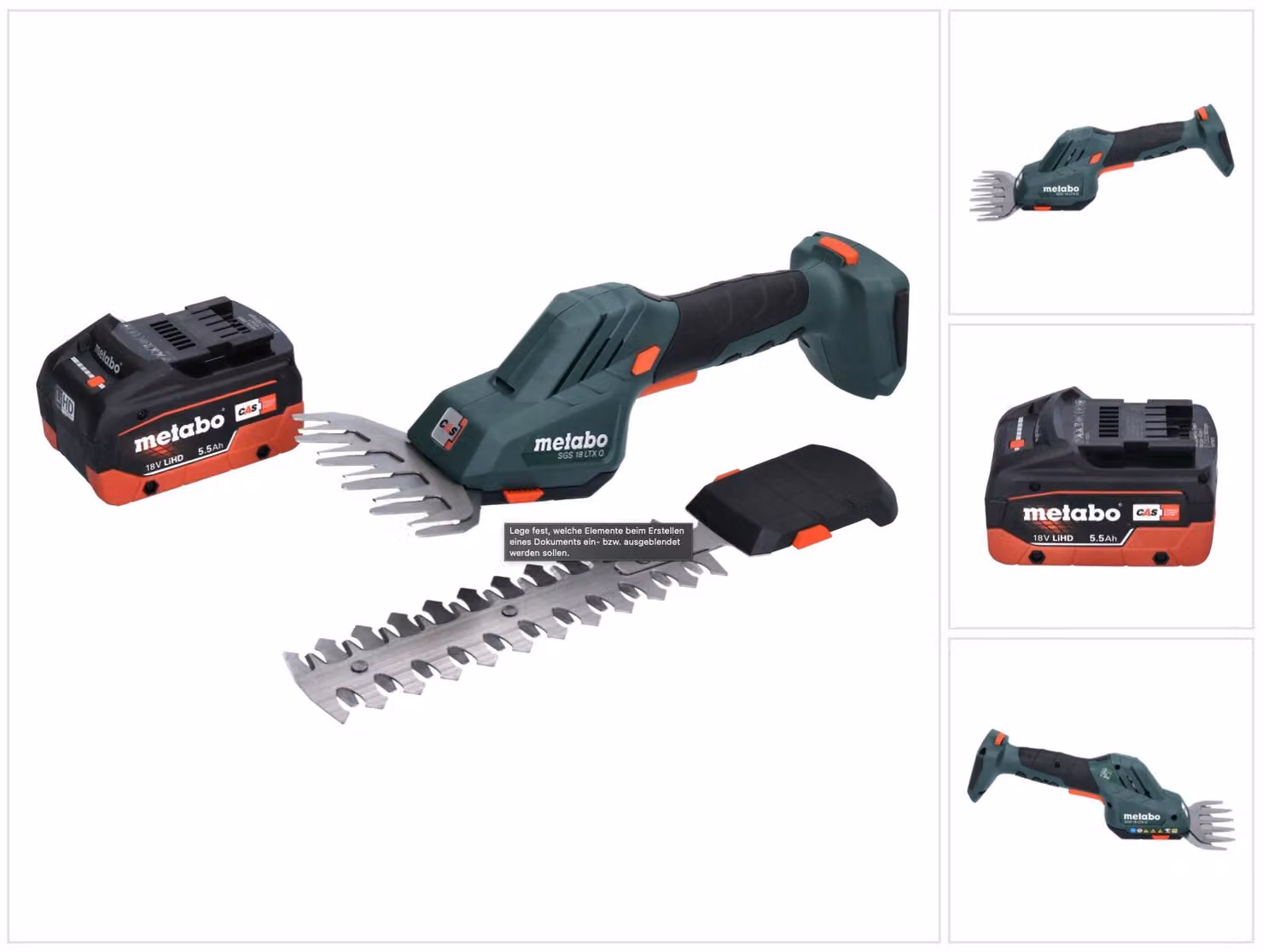 Metabo SGS 18 LTX Q forbici per erba e arbusti a batteria 18 V + 1x batteria 5,5 Ah - senza caricabatteria
