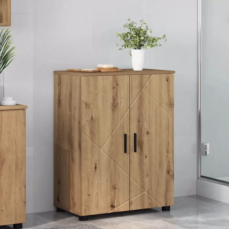 Mobile da bagno moderno vidaXL in rovere marrone con ante a battente L 60 x P 35 x H 80 cm