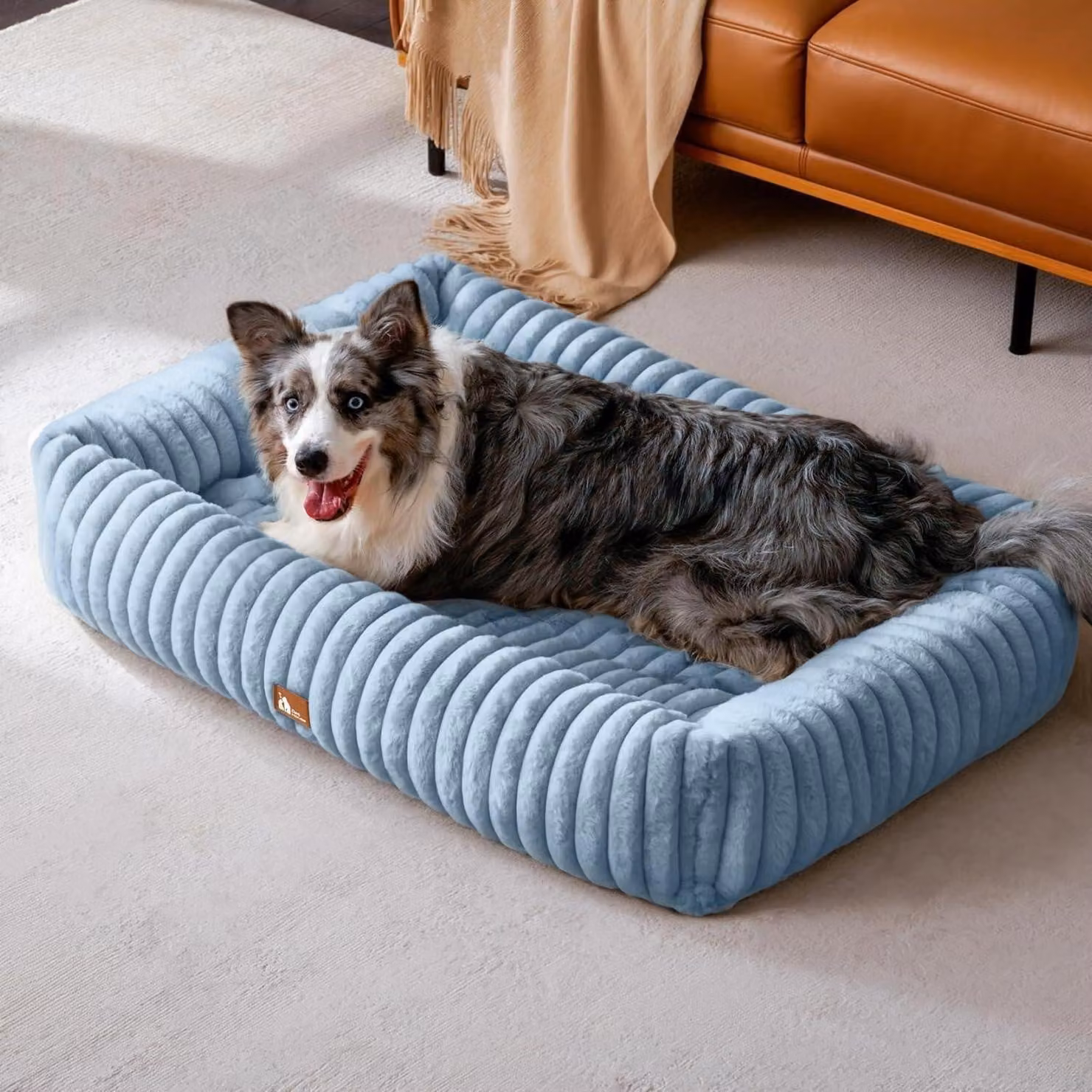 Cuccia per cani, taglia XL, blu, dimensioni 109 x 76 x 20 cm, lavabile su tutti i lati, antiscivolo, imbottitura in memory foam