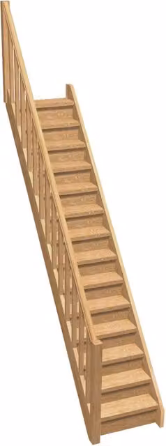 Scala rettilinea in legno Kordo color marrone con balaustro e alzate