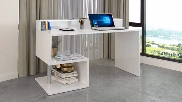 Scrivania a Giorno 140x60x92,5 cm Esse Bianco Lucido