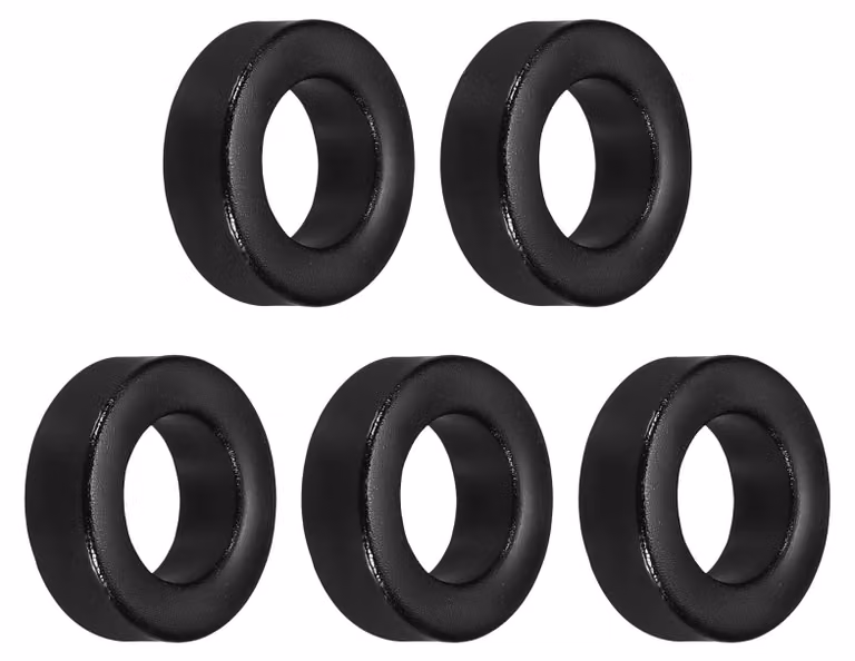 5 nuclei toroidali, dimensioni 13,7 x 23 x 8 mm, realizzati in ferrite, adatti per trasformatori, colore nero