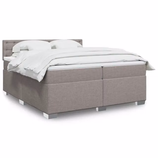 Letto Ibrido vidaXL con Materasso a Molle in Tessuto, Colori Beige, Bianco e Grigio, L/P: 200 x 200 cm