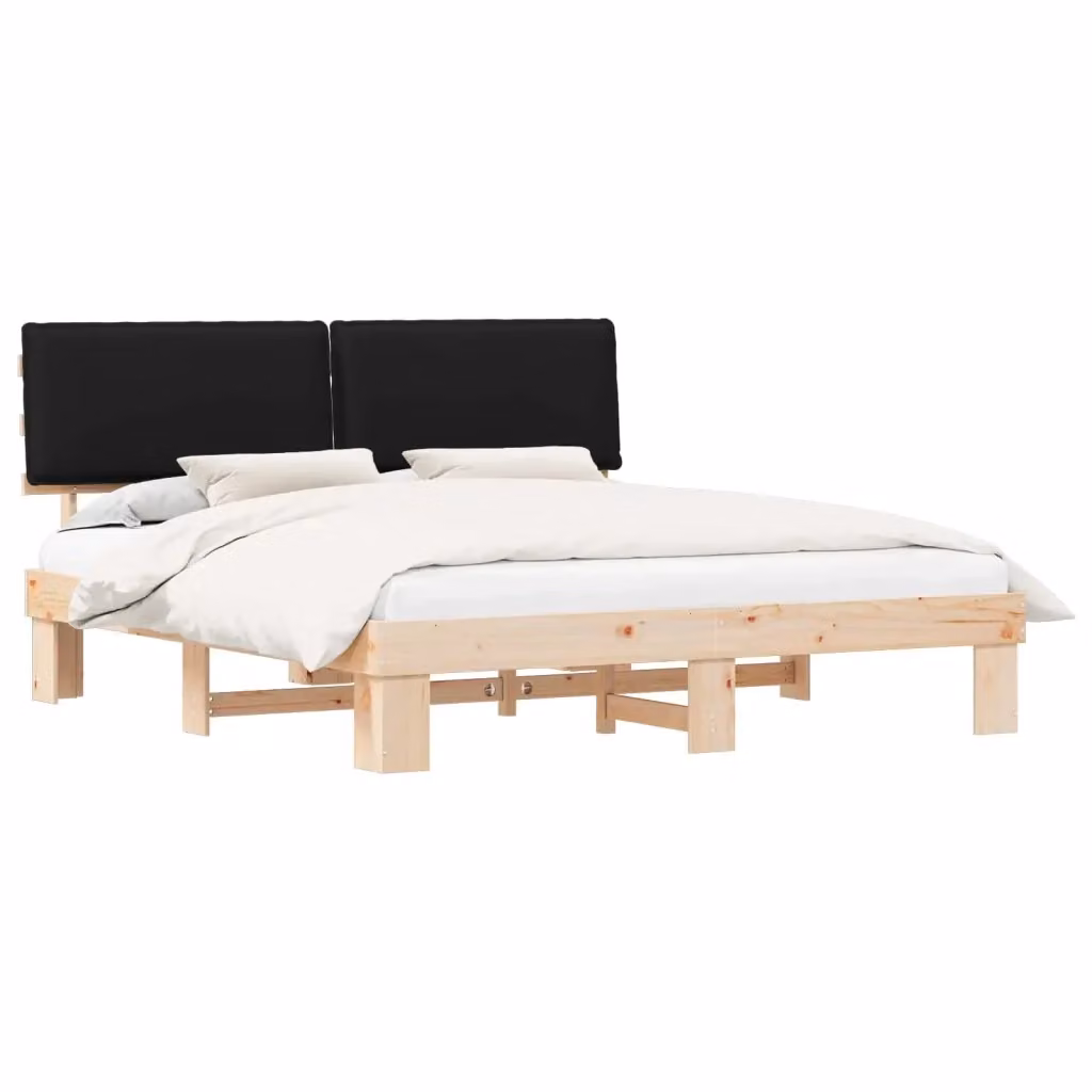 Letto con Testiera Rivestita in Tessuto Nero vidaXL in Pino Massello L/P/H: 200 x 200 x 211 cm – 2