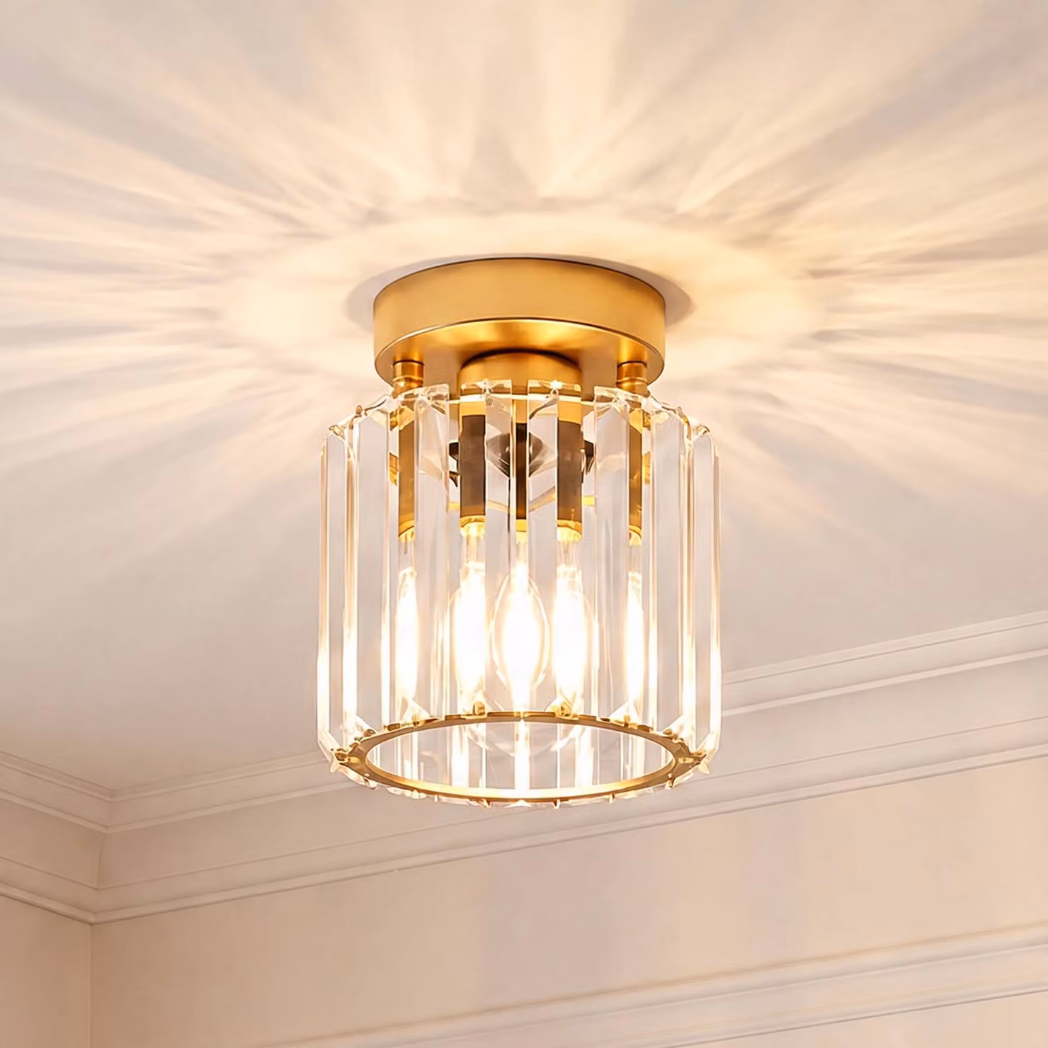 Plafoniera soffitto Yakops Opviq, dimmerabile, Ottone / Oro, Soggiorno / Sala da pranzo, Vetro, Plafoniera