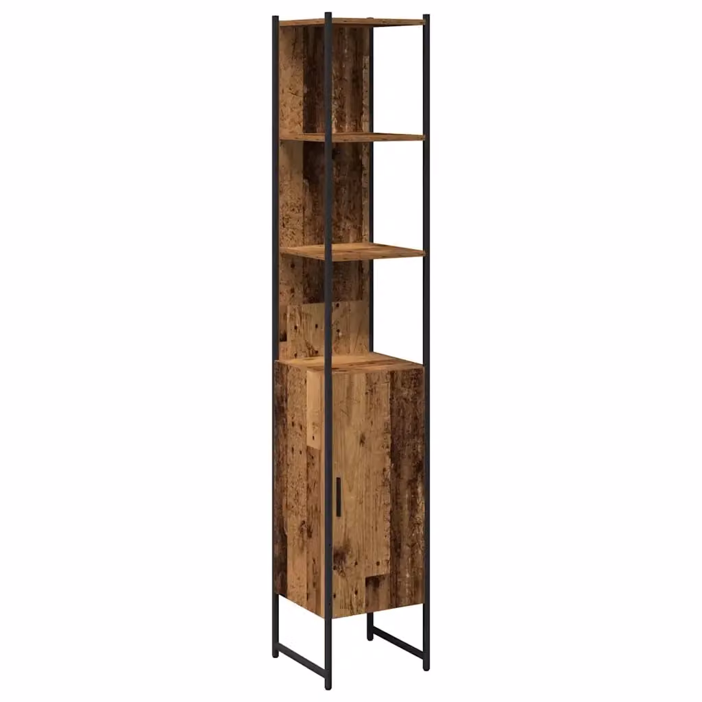 Mobile da bagno sospeso vidaXL in legno e metallo marrone con ante a battente e ripiani interni L/P/H: 33 x 33 x 185,5 cm – 2