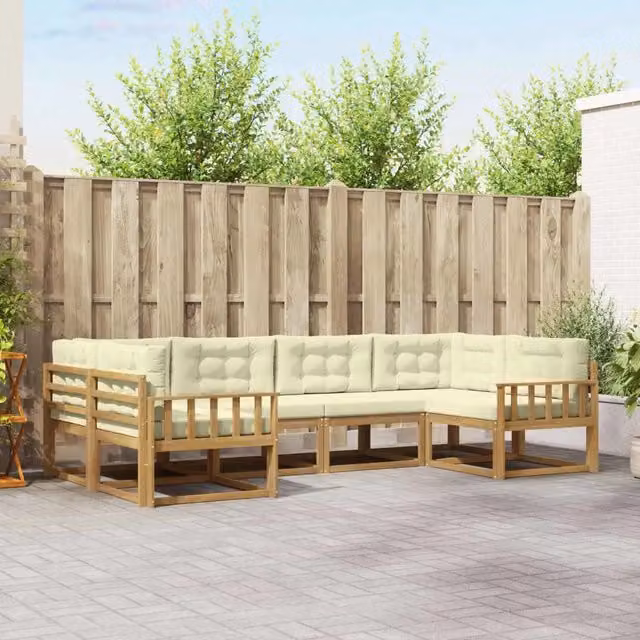 Set di divani da esterno 6 pz Bianco e Crema 3386929