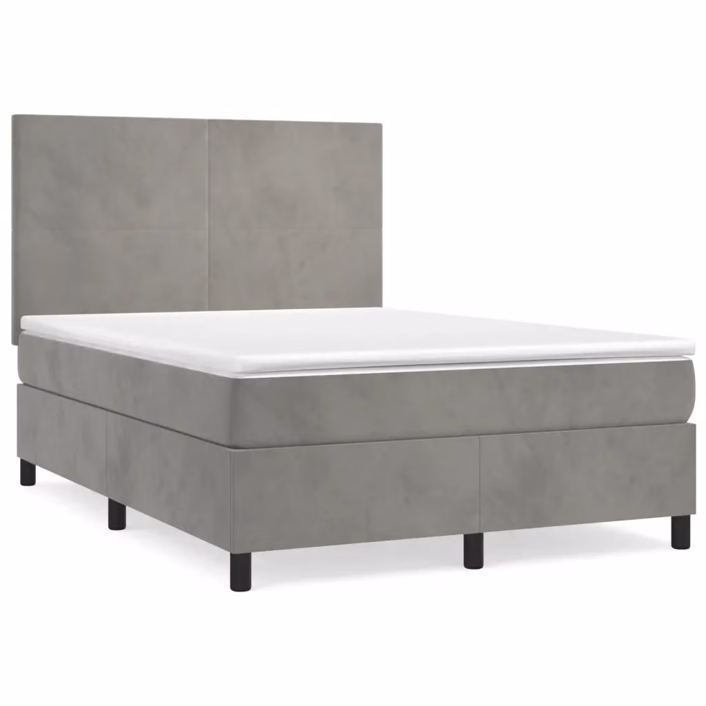 Letto Ibrido con Giroletto a Molle e Materasso vidaXL in Velluto Grigio Chiaro L/P/H: 200 x 140 x 44 cm – 2