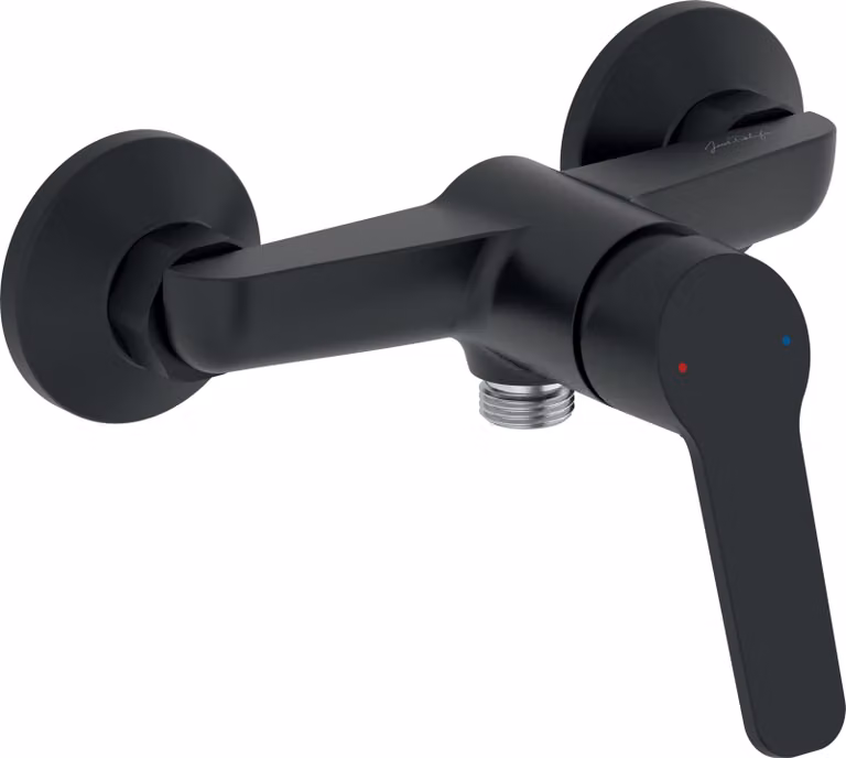 Miscelatore monocomando Mengkraan, montaggio a parete, colore nero opaco, portata di 12 litri al minuto
