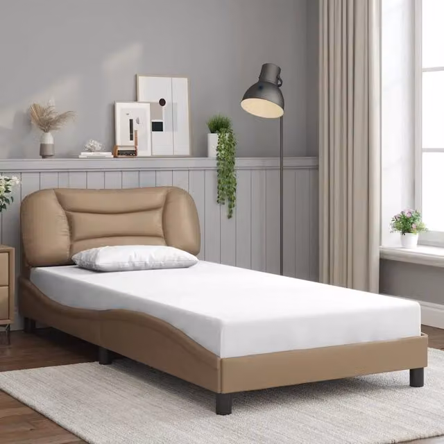 Giroletto senza materasso Hvar vidaXL in similpelle color beige, L/P/H: 100 x 200 x 74,5 cm – 1