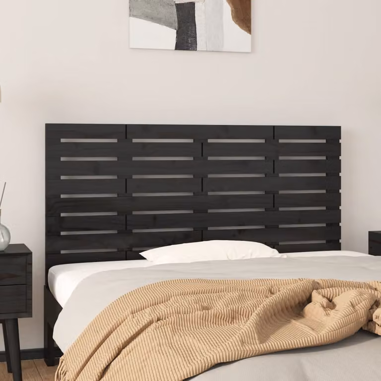 Testiera da parete vidaXL in legno massello di pino nero, L 126 cm x H 63 cm x P 3 cm