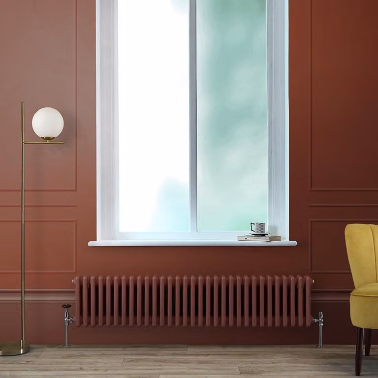 Radiatore Orizzontale a Colonne (3 Colonne) 300mm x 1415mm - Rosso (Booth Rosso) - Regent