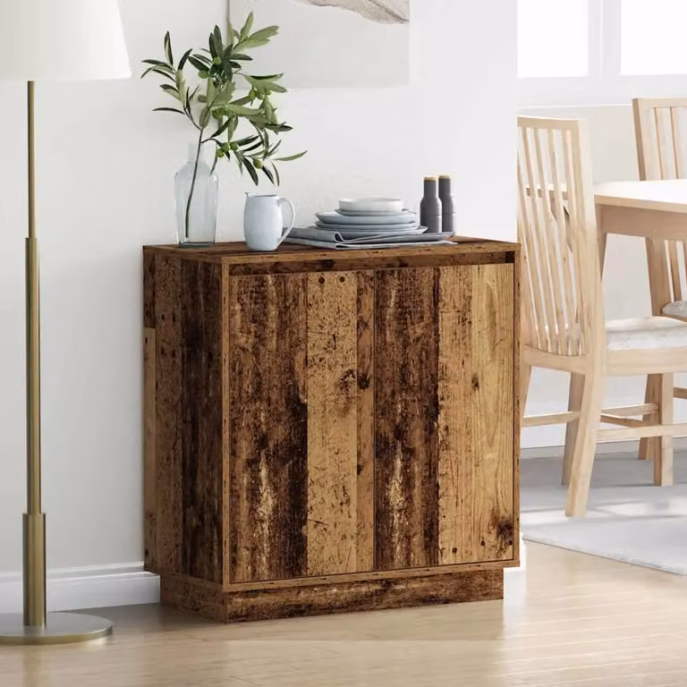 Madia vidaXL con illuminazione LED in legno antico e marrone, L 71 x P 34,5 x H 75 cm