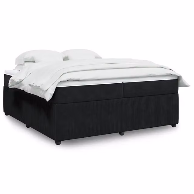 Letto Ibrido vidaXL con Giroletto a Molle e Materasso in Velluto Nero e Bianco 200 x 200 cm