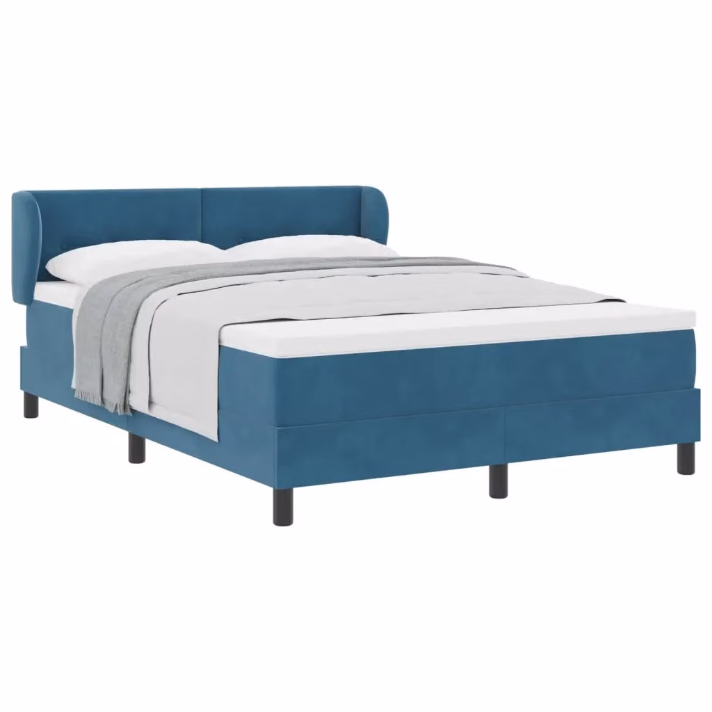 Letto a molle moderno vidaXL con testiera in velluto blu, L/P/H: 140 x 200 cm – 2