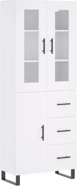 Credenza | Madia | Buffet da pranzo | Armadio da pranzo Bianca 69,5x34x180 cm in Legno Multistrato
