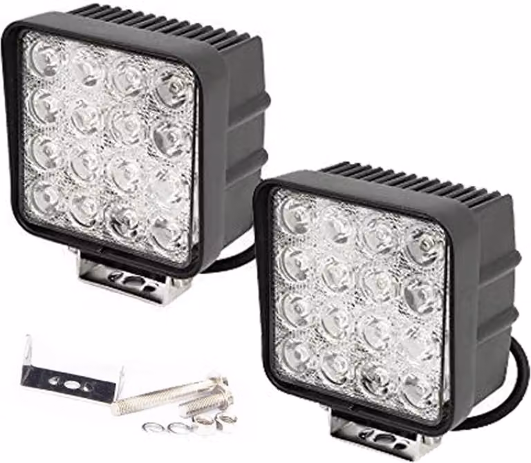 Greenmigo 2X 48W LED quadrato, proiettore off-road a riflettore, faro da lavoro, faro ausiliario, faro off-road, 12V 24V, faro di retromarcia