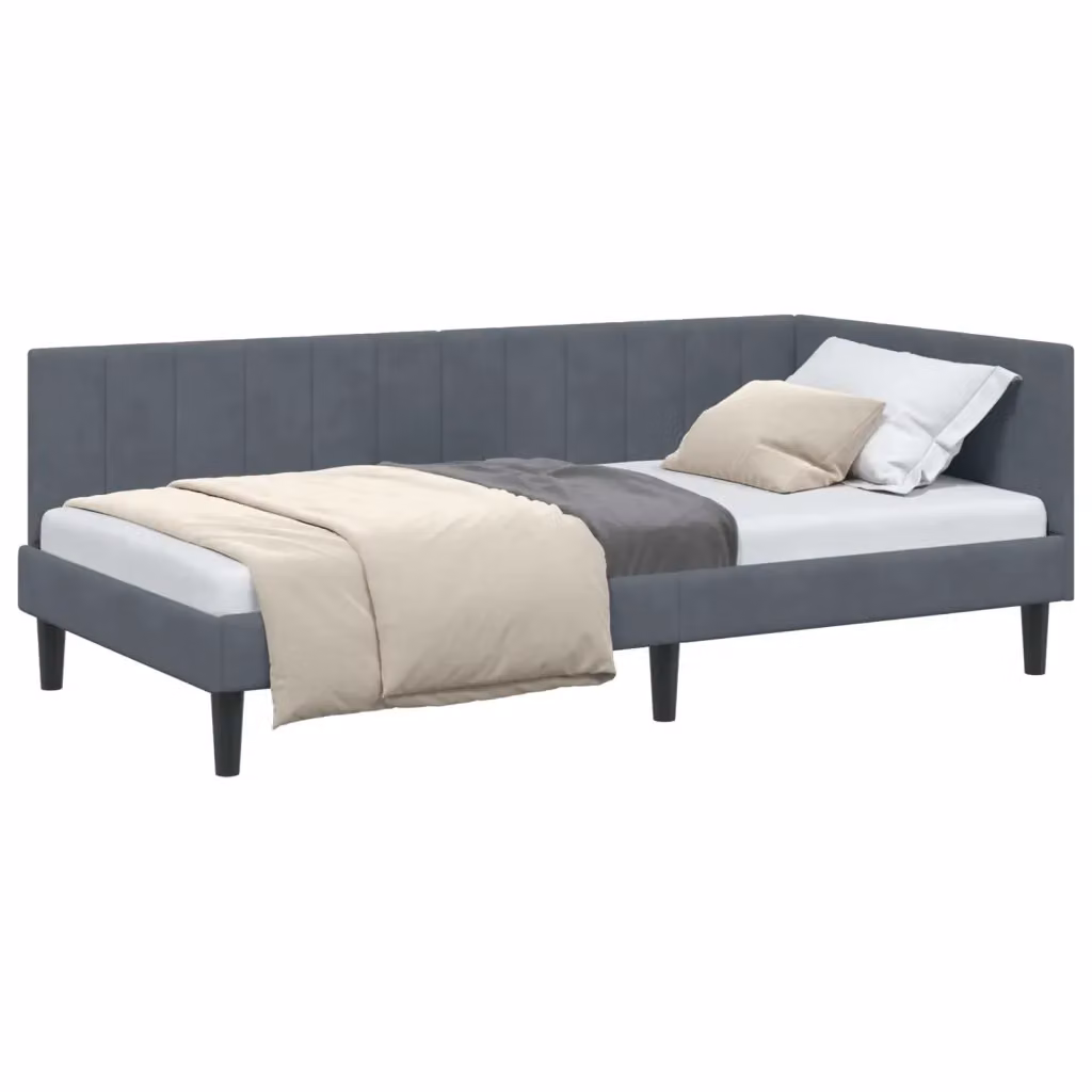 Letto con cassetti vidaXL in velluto grigio con struttura in legno e doghe, L/P/H: 204 x 104 x 140 cm – 2