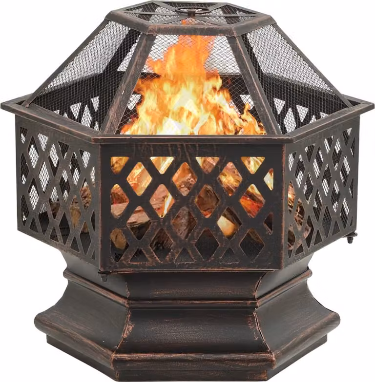 Braciere Rustico con Attizzatoio 62x54x56 cm XXL in Acciaio