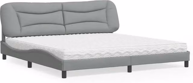 Letto con Materasso Hvar vidaXL Grigio Chiaro e Bianco in Tessuto L/P/H: 200 x 200 x 74.5 cm