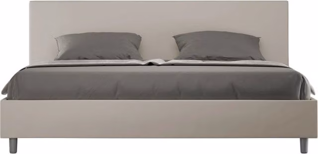 BS COM Letto con rete imbottito 180x200 similpelle tortora