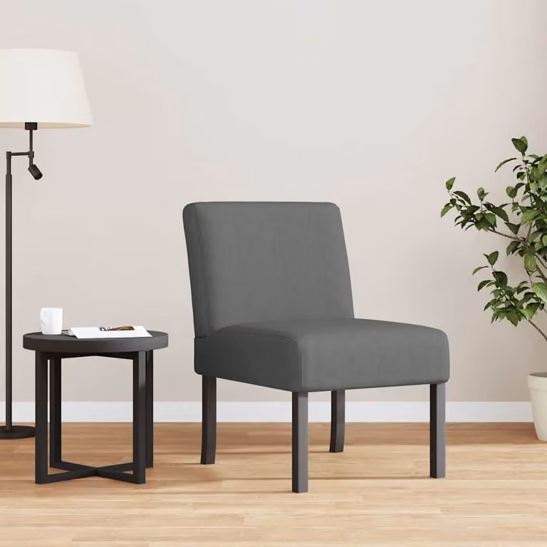 Poltrona Lounge Moderna vidaXL in Tessuto Grigio con Struttura in Legno e Schiuma