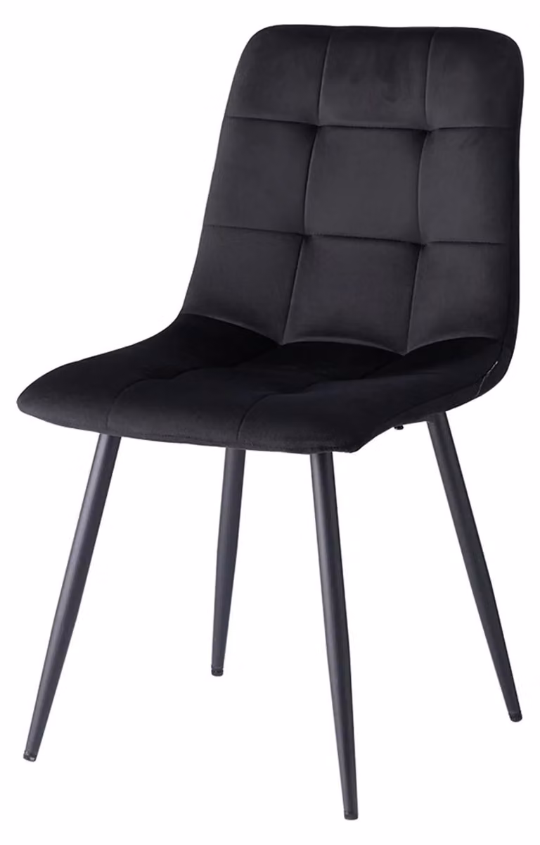 Essgruppe - Tavolo rotondo da pranzo con 4 sedie in velluto - 100 cm - Struttura in metallo - Design minimalista e moderno - Colore: nero