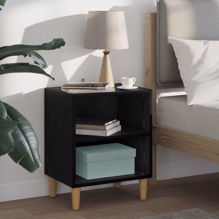 Armadietto per letto vidaXL in MDF, colore Nero e Beige, L 40 cm x P 30 cm x H 50 cm