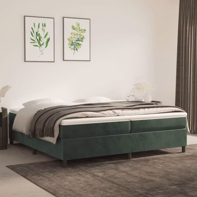 Maison Exclusive - Struttura Letto a Rete a Molle Verde Scuro 200x200 cm in Velluto