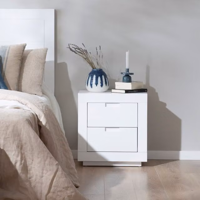 Sisal comodino laccato in bianco