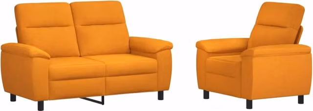 Set di 2 divani moderni vidaXL in tessuto giallo e arancione con struttura in metallo per il tuo soggiorno
