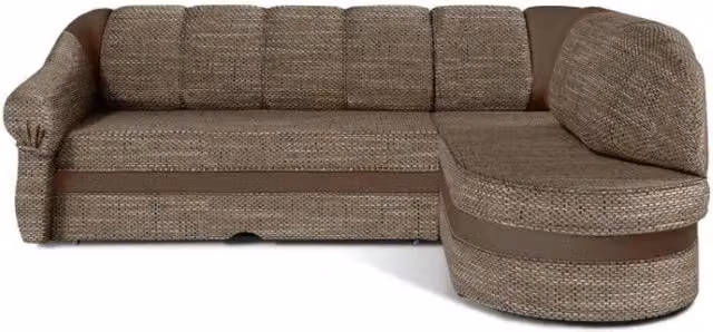 Divano angolare destro trasformabile BENANA MEUBLORAMA beige e marrone con contenitore e funzione letto L/P/H: 250 x 180 x 85 cm