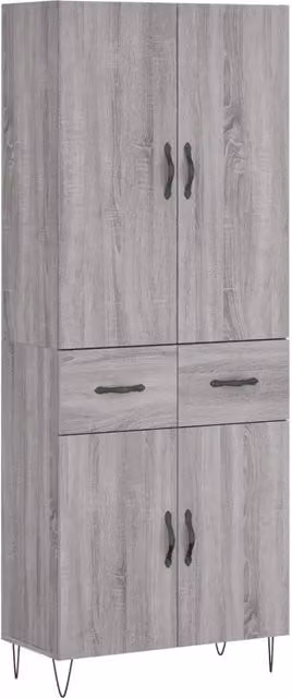 Credenza | Madia | Buffet da pranzo | Armadio da pranzo Grigio Sonoma 69,5x34x180 cm in Legno Multistrato