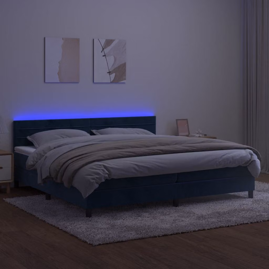 Maison Exclusive - Letto a Molle con Materasso e LED Blu Scuro 200x200 cm
