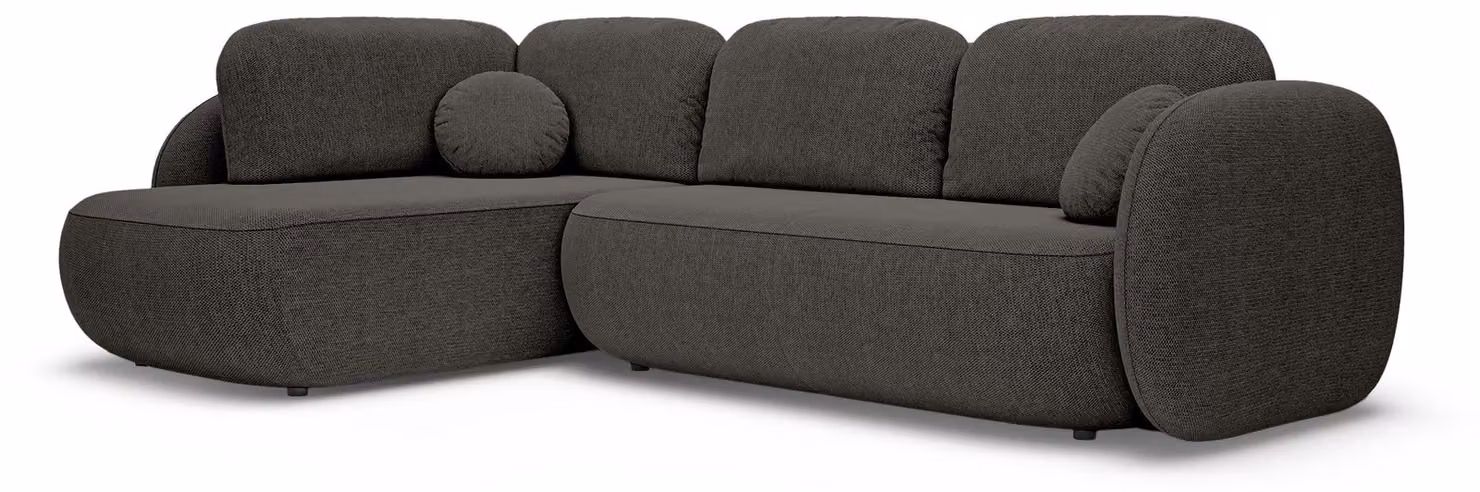 Divano angolare con funzione letto, modello Olemo, lato sinistro, colore marrone basalto