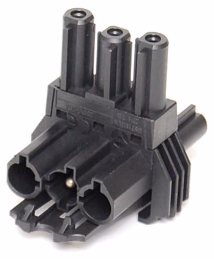 Blocco di distribuzione BACHMANN WIELAND GST18 1xIn/2xOut, con opzione di montaggio, nero