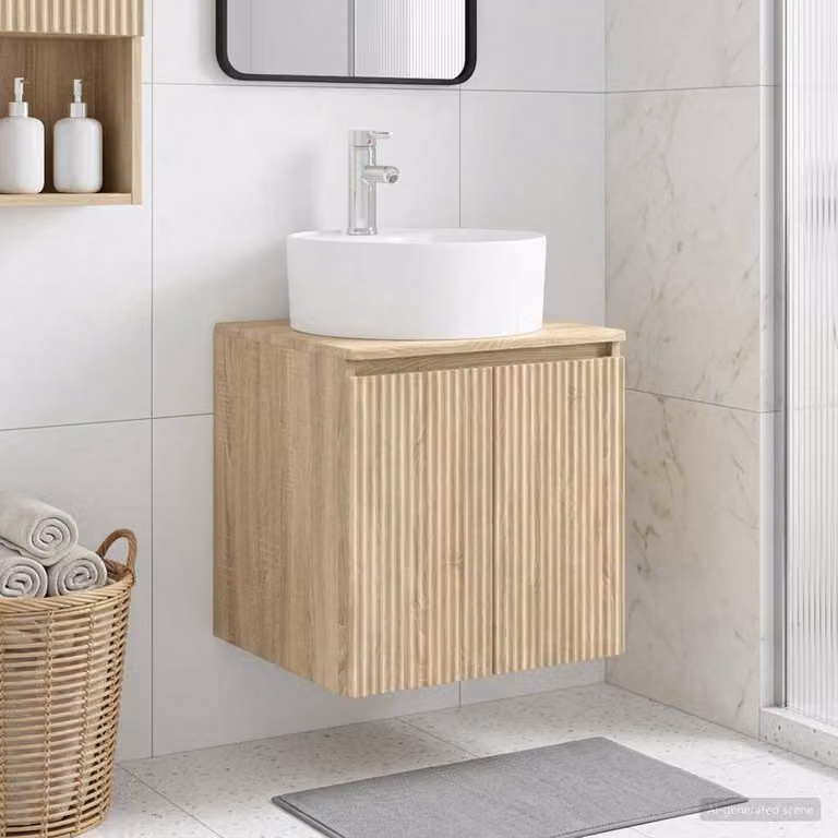 Mobile Lavabo da Parete vidaXL in Rovere Sonoma, L: 49,5 cm, P: 44,5 cm, H: 65 cm