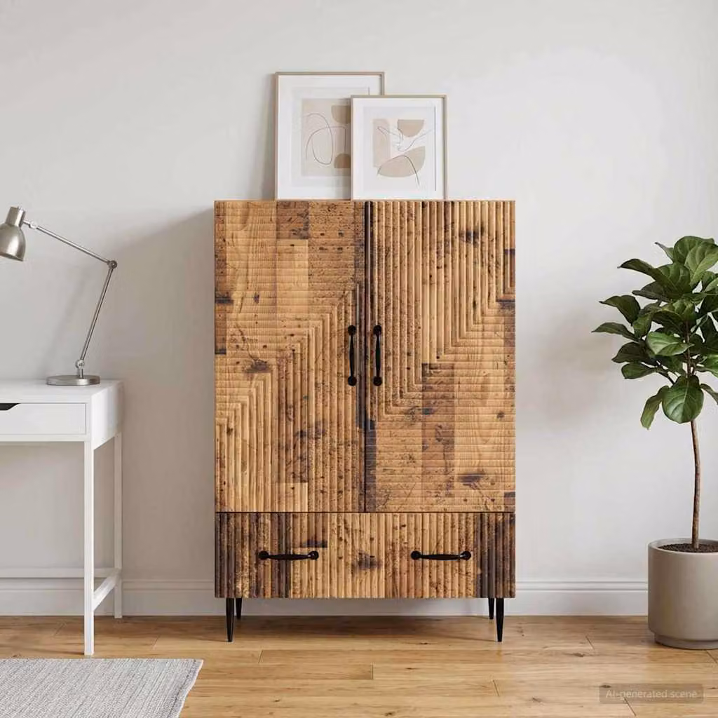 Credenza moderna vidaXL in legno antico e metallo, colore marrone, L 66 x P 34,5 x H 95 cm