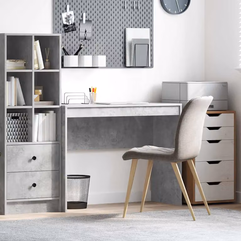 Scrivania minimalista vidaXL in MDF laminato grigio, L 100 x P 40 x H 76 cm