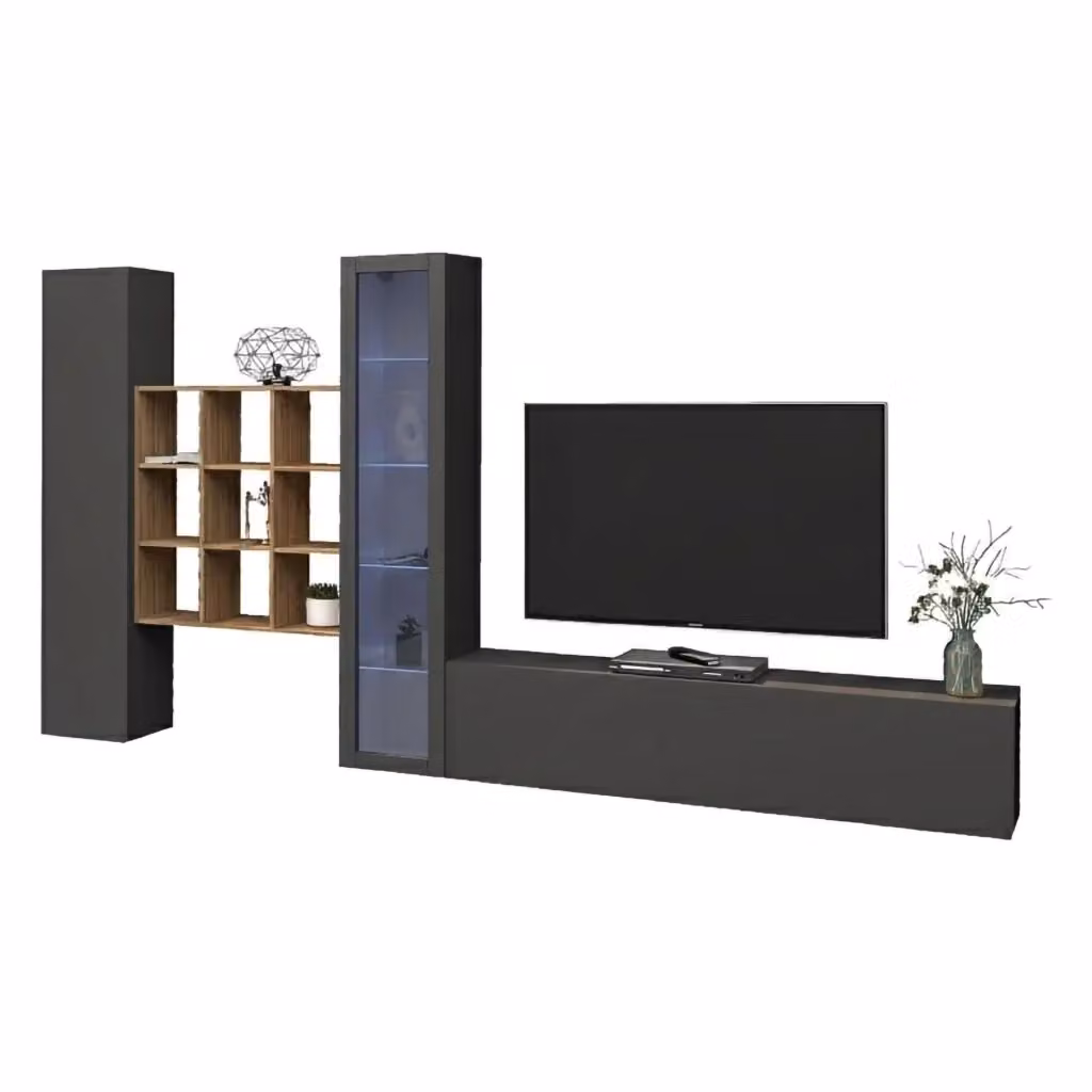 Parete Attrezzata Modulabile Emilio DMORA Nero Antracite L/P/H: 310 x 30 x 180 cm – 2