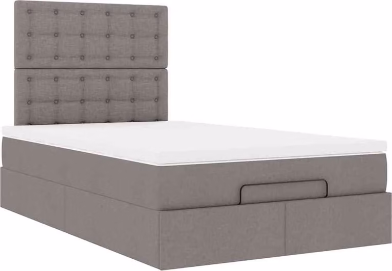 Struttura Letto Pouf con Materasso Tortora 120x200cm in Tessuto