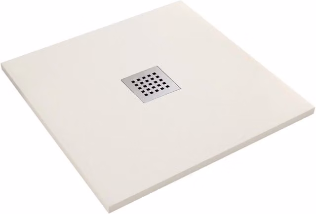 Piatto doccia in marmo resina effetto pietra con foro centrale crema chic, misura 90x170