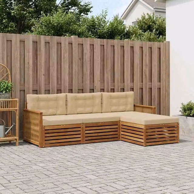 Set di divani da esterno 4 pz Naturale e Beige 3383211
