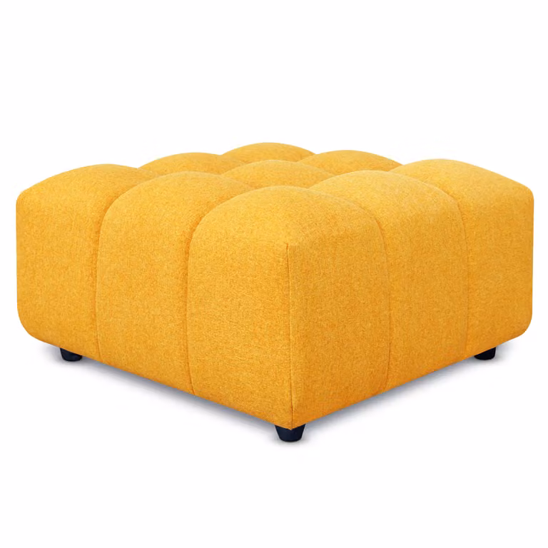 Pouf poggiapiedi con bombature morbide, Pouf Rubiq Giallo 90 x 90 cm