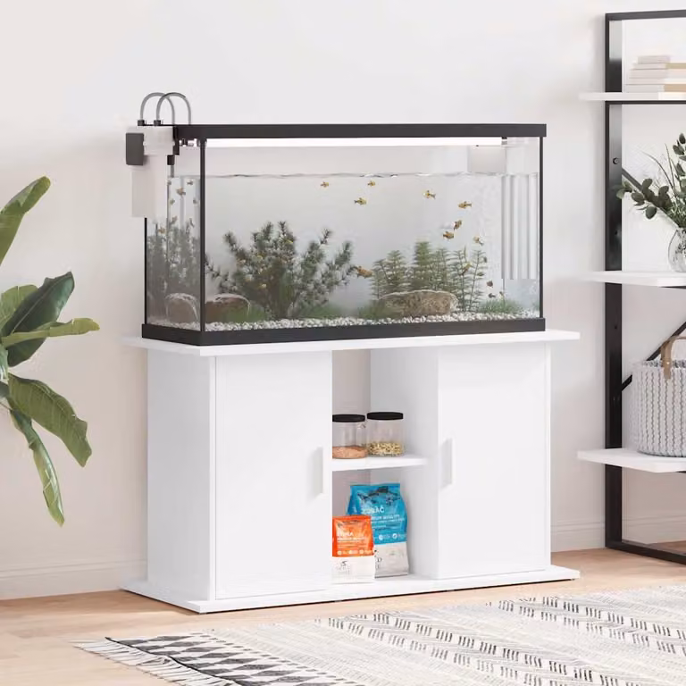 vidaXL Supporto per Acquario in Legno Multistrato Bianco, L 101 cm x P 41 cm x H 58 cm