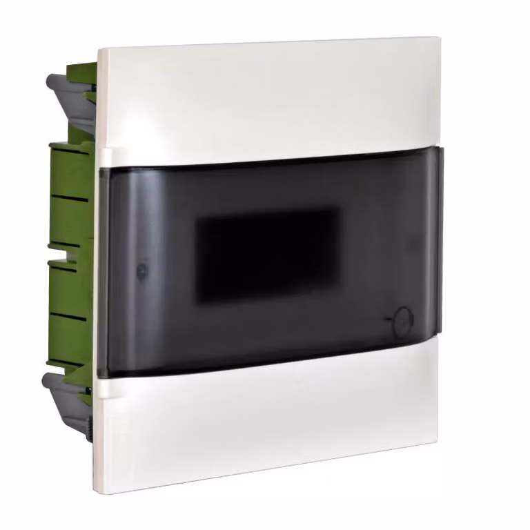 Distributore da incasso a parete Legrand Praktibox S, con sportello in vetro fumé, bianco, 1x 12 moduli 135171