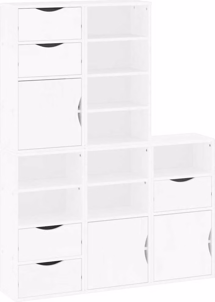 Armadietti laterali 5 pz. ODDA Bianco 40x24x79 cm in legno di pino massiccio